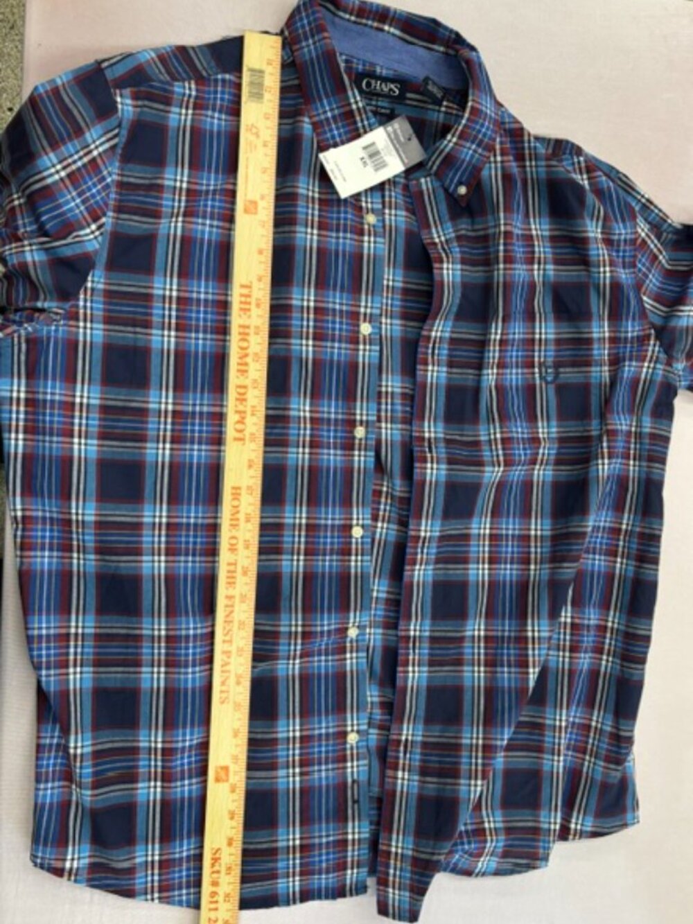 Chaps Men's "Easy Care" Plaid Button-Down Shirt XXL - Picture 5 of 8